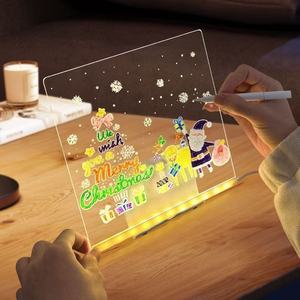 7 色笔可擦 LED 夜灯亚克力灯支架创意儿童画板圣诞留言板套装 - Product Image 1