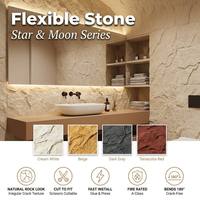 Série Flexible Stone Star Moon, pierre craquelée 3-5mm, Eco-Stone Classe A, ignifuge, se plie à 180° °   Ciseaux de coupe à installation rapide et personnalisée