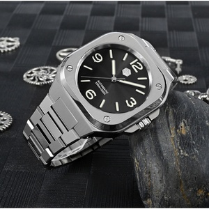 San Martin – montre de Sport classique de luxe pour hommes, boîtier carré distinctif en acier inoxydable, automatique et mécanique, 10 bars, BGW-9, 40mm - Product Image 2