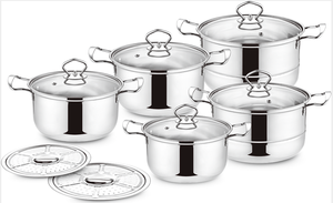 調理器具セット最新モダンな10ピースステンレス鋼ガラスカバー付きステンレス鋼蓋付き - Product Image 2