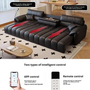 इलेक्ट्रिक समायोज्य एल-आकार कार्यात्मक सोफे बिस्तर लिविंग रूम टॉप-ग्रेड pu कॉम्पैक्ट डिजाइन अल्ट्रा-सरल स्मार्ट सीधे-लाइन एक - Product Image 2
