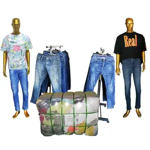 Men Jeans Denim Pants Thrift Branded Secondhand Clothing 45kg in Bales Bundle Ukay Supplier Used Clothes