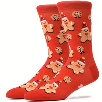 Chaussettes unisexes de Noël fantaisie à motif de bonhomme en pain d'épices, motif de biscuits et de rennes sur toute la surface, chaussettes festives