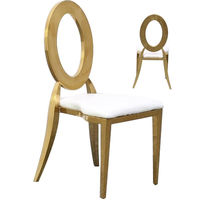 Chaises de mariage de luxe rondes à dossier en O, en acier inoxydable doré, modernes, pour banquets, réceptions, location pour hôtels