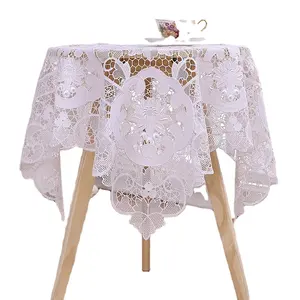新设计涤纶手工刺绣婚礼桌布欧洲刺绣雕刻桌布