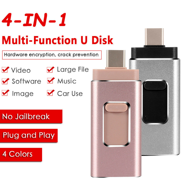 Ultra Fast USB3.2 Four Ports OTG Type-C Metal Flash Drive Portable Memory Pendrive 32GB 64GB 128GB 256GB OEM Custom Logo