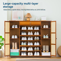Meuble d'entrée moderne haut de gamme en bambou pour salon et couloir, design étroit, grande capacité, range-chaussures sur pied