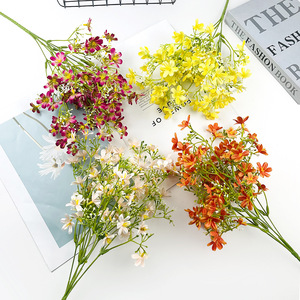 Bouquet artificiel de Daphné et de Gypsophile 35cm, fleurs en soie, décoration intérieure, accessoires de mariage, orange, jaune, rose, blanc - Product Image 1