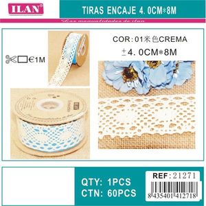 Strisce di pizzo Ilan 4,0 cm x 8 m colore crema per artigianato e decorazioni - Product Image 3