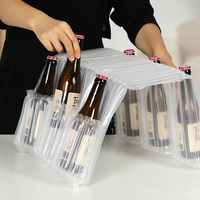 Matériau plastique recyclable bouteille en verre de vin fragile amorti enveloppant le sac d'emballage de pilier de colonne d'air