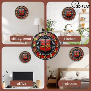 Round Wooden <b>Wall</b> <b>Clock</b> Antique Rustic 25x25Cm Home Living Room Decor - Product Image 4