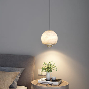 Lampe suspendue moderne et luxueuse pour restaurant, lampe <span class=keywords><strong>magique</strong></span> créative en cuivre et en pierre naturelle, plafonnier en forme de <span class=keywords><strong>boule</strong></span> de marbre - Product Image 5