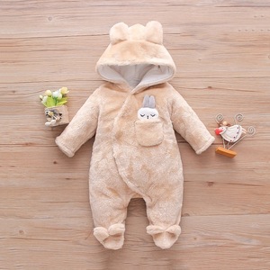 Baby Quilted Hooded Jumpsuit Spring Autumn Winter Thickened Polyester Long-sleeve Romper Infants <strong>Toddler</strong> Crawling Clothes Pocket - Product Image 6