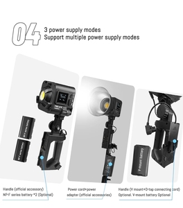 <span class=keywords><strong>YONGNUO</strong></span> LUX 100 <span class=keywords><strong>YNLUX100</strong></span> 100W LUX100 3200K-5600K Bowens Mount Handheld Outdoor COB LED Light avec poignée Adaptateur secteur - Product Image 4