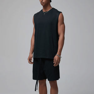 T-shirt unisexe en maille respirante, coupe ample et oversize, sans manches, style streetwear, 100% coton, poids lourd, longueur standard - Product Image 3