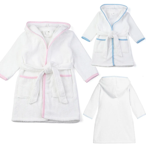 Albornoz Infantil RTS con Bordado de Nombre, <span class=keywords><strong>Bata</strong></span> de Baño para Bebés y Niños Pequeños, Algodón de Rizo Blanco con Ribete de Seersucker, Albornoz con Capucha 2026 - Product Image 6