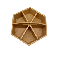 Boîte de rangement rotative à 360 degrés en bambou pour collations avec poignée et 6 compartiments pour le rangement sur le comptoir