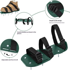 Chaussures aérateuses <span class=keywords><strong>de</strong></span> pelouse à 13 pointes, sangle réglable, vert/noir, profondeur <span class=keywords><strong>de</strong></span> piquage <span class=keywords><strong>de</strong></span> 4,2 cm pour l'aération du <span class=keywords><strong>gazon</strong></span>, l'entretien du sol et <span class=keywords><strong>de</strong></span> la pelouse, la maintenance du jardin - Product Image 6
