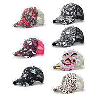 Gorra Trucker de Calavera y Esqueleto para Mujer, Gorra de Béisbol de Halloween con Malla Trasera, Estilo Gótico para Festival, Gorra Trucker de Leopardo OEM/ODM
