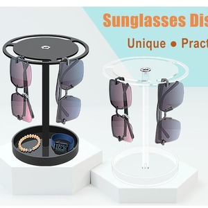Acrylic Sunglasses <b>Storage</b> <b>Rack</b> 360 Degree <b>Rotating</b> Black Transparent Shelf For Eyewear Display - Product Image 4