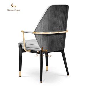 Custom Light Luxury <b>Dining</b> <b>Armchair</b> Gold Frame Leather Seat High End Designer Chair for Mansion Villa Furniture - Product Image 2