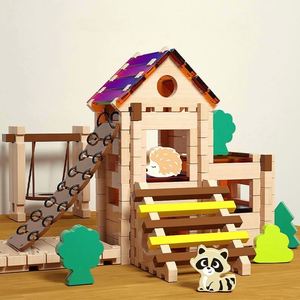 Juguetes Clásicos de Estilo Antiguo, Bloques de Construcción de Madera con Sistema de Encaje y Tenón para Parques de Diversiones - Product Image 3