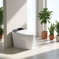 En gros WC intelligent automatique avec bidet intégré, forme allongée, siphon en P, télécommande, siège chauffant, séchage à air chaud, veilleuse, design moderne en céramique