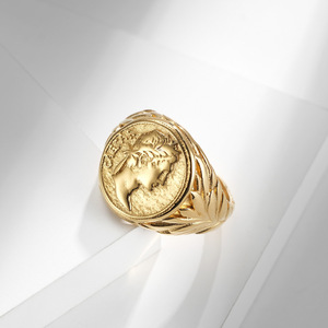 Bague de cocktail pour homme en argent plaqué antique avec motif visage de César, en acier inoxydable, bijou à porter au quotidien, cadeau - Product Image 4