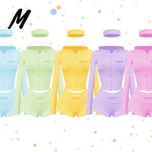 Ensemble 2 pièces personnalisé avec logo pour <span class=keywords><strong>femme</strong></span> : veste courte en coton et short – <span class=keywords><strong>Tenue</strong></span> décontractée <span class=keywords><strong>de</strong></span> printemps pour <span class=keywords><strong>femme</strong></span> - Product Image 5