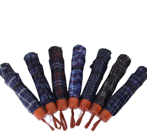 Wholesale Grid Promotion Cheap Portable 3 Folding Umbrellas for 8 Ribs