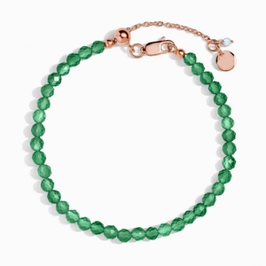 สร้อยข้อมือโรสโกลด์และสีเงิน สร้อยข้อมือพลอย สร้อยข้อมือลูกปัดอาเกตสีเขียว สร้อยข้อมืออาเกตสีเขียวเป็นเครื่องรางนำโชค - Product Image 1