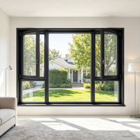 Ventana Abatible Interior de PVC Negro, Económica y de Bajo Mantenimiento, para Apartamentos de Alquiler, Marco Coextruido Antidecoloración