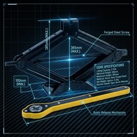 Cric à ciseaux robuste de 2 tonnes avec poignée à cliquet, kit d'outils de levage d'urgence portable pour véhicule