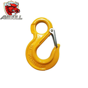 Gancho de grúa de elevación galvanizado forjado Ambull Gancho de apertura grande Gancho deslizante tipo ojo G80 con pestillo de seguridad - Product Image 1
