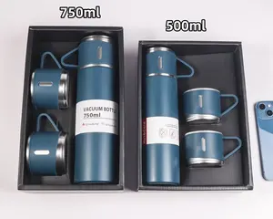 Schlussverkauf Reisen mit 2 Tassen Geschenkbox vakuum isolierter Becher 500 ml Edelstahl Geschäfts-Thermophan-Set