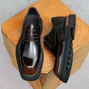 Chaussures de mariage pour hommes en cuir véritable haut de gamme, sur mesure, neuves, à bout rond, pour tenue de cérémonie - Product Image 1