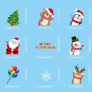 Autocollants statiques de Noël en verre motif Père Noël et rennes de dessin animé pour vitrine de magasin, bureau et décoration de vacances - Vente en gros - Product Image 2
