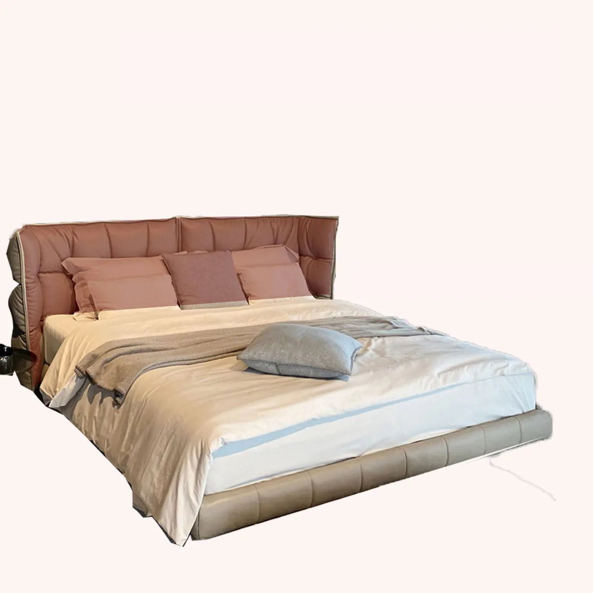 Hochwertige minimalist ische Designer möbel Betten Königin modernes Leder bett