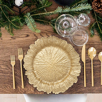 Assiettes de Présentation Rondes en Plastique Style Luxe pour Mariage, Argent et Or, Faible MOQ, Vente Chaude