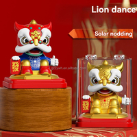 Lion chinois solaire oscillant de 3,5 pouces en ABS, figurine porte-bonheur, décoration pour la maison et la boutique, cadeau en gros