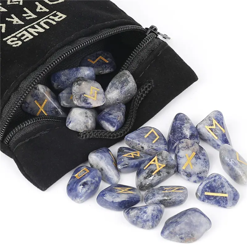 Runes nordiques cristal pierre énergie positive Chakra pierres naturelles sorcière Rune Divination cristal pour cadeau de Protection