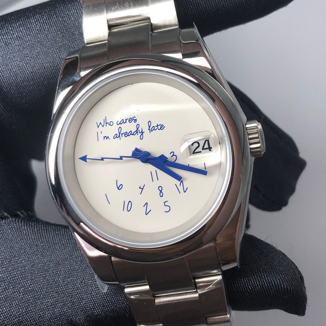 who Cares,i'm Already Late Nh35 Movement Watch Custom logo Quality Japan Seik NH35 Automatic Movement Skeleton Nh35 Watch