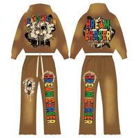 Chándal de retazos de Algodón 100% con logotipo personalizado, conjunto de 2 piezas de pantalones acampanados, conjuntos de dos piezas, Top corto, conjuntos informales de pantalones de chándal para hombre