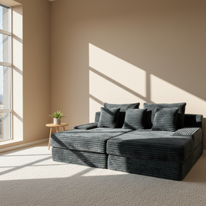 Divano Letto Moderno a L Convertibile - Ideale per <span class=keywords><strong>Soggiorno</strong></span> Design Angolare in Spugna Pura Senza Telaio o Struttura. - Product Image 5