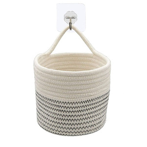 Panier suspendu en corde de coton, panier suspendu pour pot de fleurs, panier suspendu, panier tressé en paille et rotin pour plantes vertes, panier tressé à la main pour la maison - Product Image 5