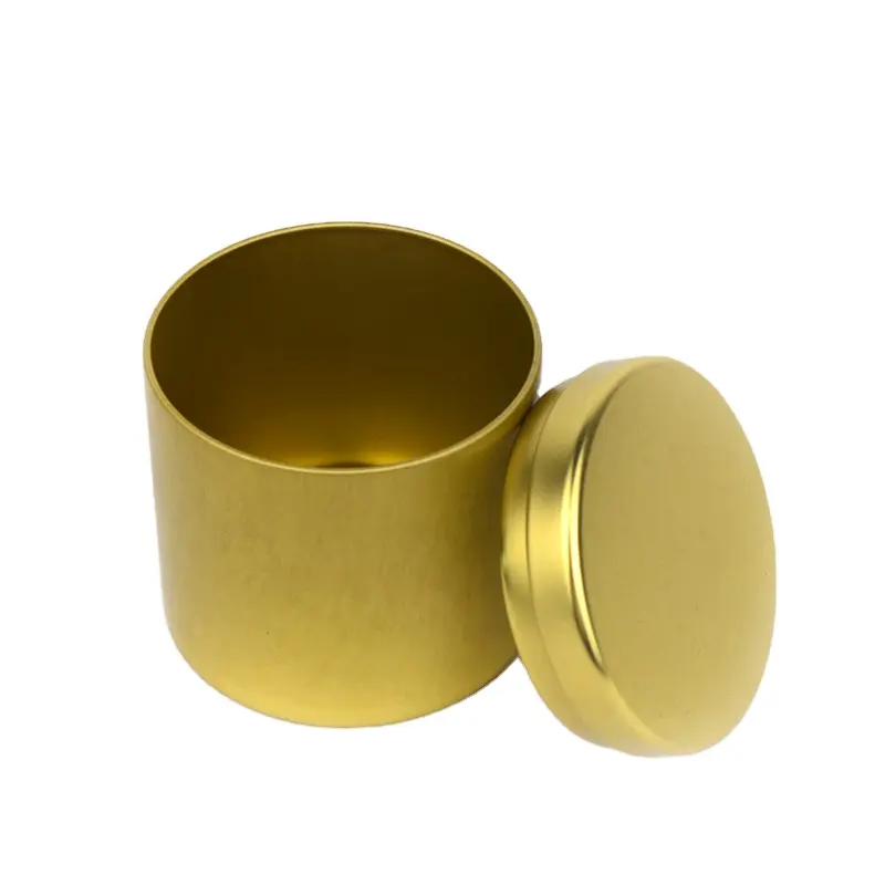 Gold Luxury Round Tea Cans Coffee Canisters with Plug Lid Custom Airtight for Matcha Powder Printing High End Gift Tea Tins