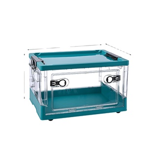 Folding Plastic storage container box with wheels for clothing organization