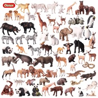 Jouets d'animaux en plastique PVC colorés pour enfants, simulation réaliste : girafe, éléphant, rhinocéros, ours brun, tigre, lion, léopard, cheval, unisexe