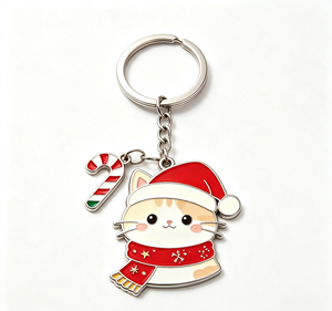 Porte-clés en métal de Noël, dessin animé, émail souple, alliage de zinc, logo personnalisé, cadeau souvenir - Product Image 3