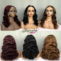 Peluca frontal de encaje de doble trama de alta calidad, cabello ondulado Ocean Wave, color natural vino piano, 100% cabello humano, pelucas peruanas de cabello humano